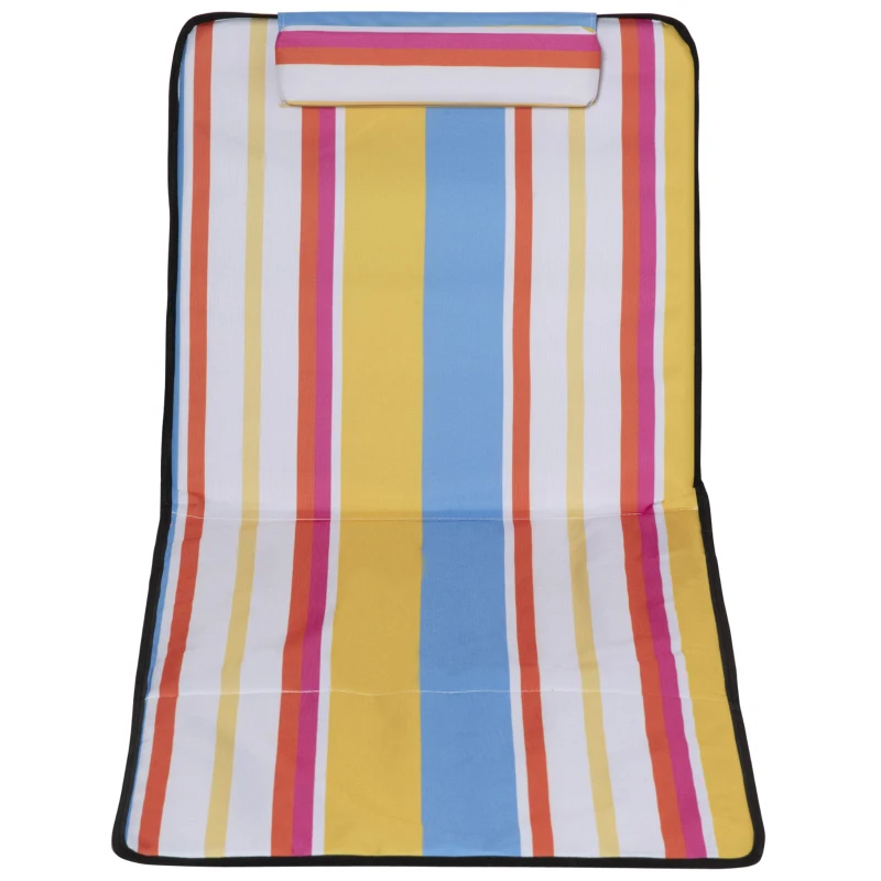 Outsunny Set 2 Sdraio da Spiaggia Pieghevoli con Schienale Regolabile e Poggiatesta, 53x124x35-45 cm, Multicolore