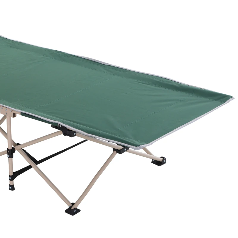 Outsunny Lit de camping pliable, lit de camp cadre en acier sac de transport charge max. 150 kg 190 x 68 x 52 cm vert