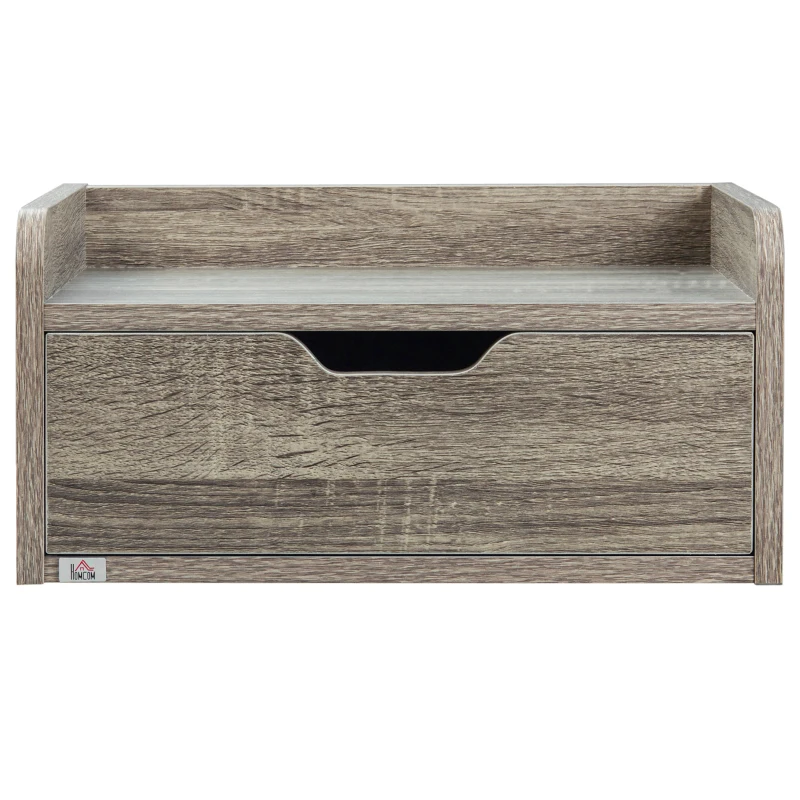 HOMCOM Lot de 2 tables de chevet murales tables de nuit suspendues tiroir plateau aspect bois dim. 40L x 30l x 19,5H cm- gris