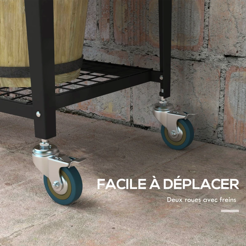 Outsunny Jardinière surélevée avec bâche transparente, 2 roulettes et 1 étagère inférieure, dim. 80L x 40l x 120H cm