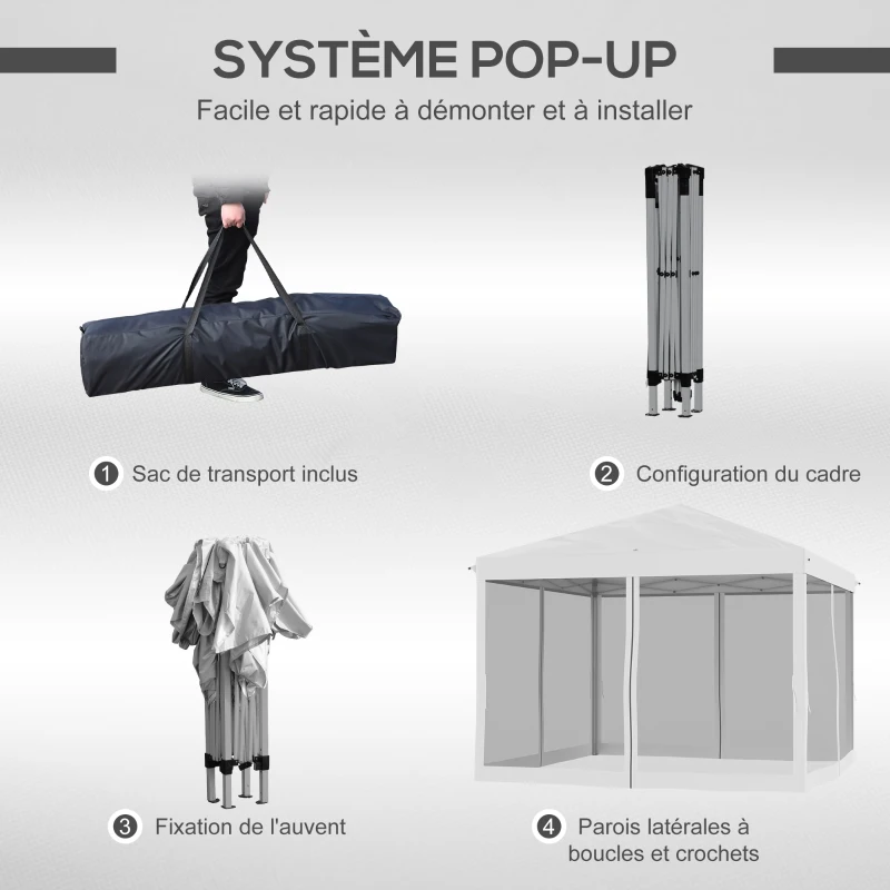 Outsunny Tonnelle pop-up Barnum Pliant Style Colonial 3 x 3 m 4 moustiquaires + Sac de Transport crème