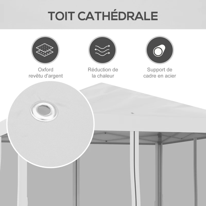 Outsunny Tonnelle pop-up Barnum Pliant Style Colonial 3 x 3 m 4 moustiquaires + Sac de Transport crème