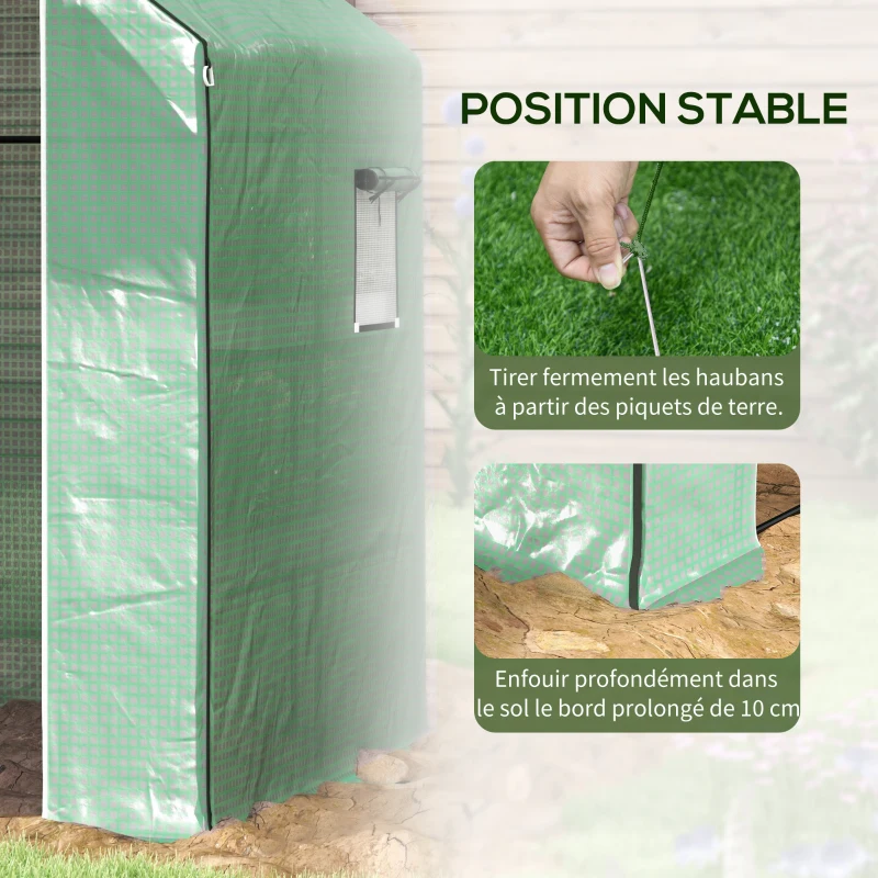 Outsunny Serre de jardin avec 1 porte, 1 fenetres, étagères 3 niveaux pour Légumes Plantes Fleurs Bâche PE 140 x 143 x 190 cm