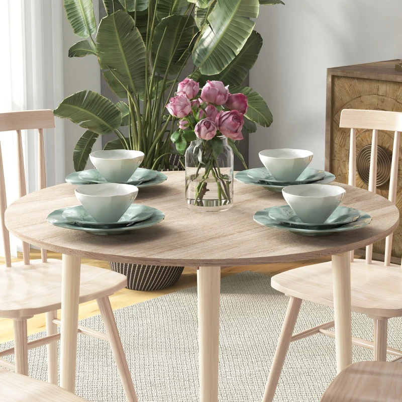 HOMCOM Table de salle à manger pliante 2 abattants - table ronde extensible - peu encombrante avec pieds en bois Ø89 x 73.5H cm