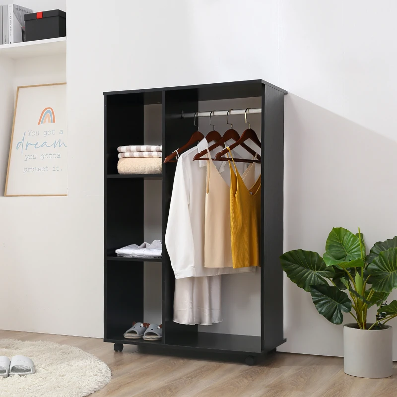 HOMCOM Armoire penderie Armoire de Rangement Mobile Panneaux de Particules Noir