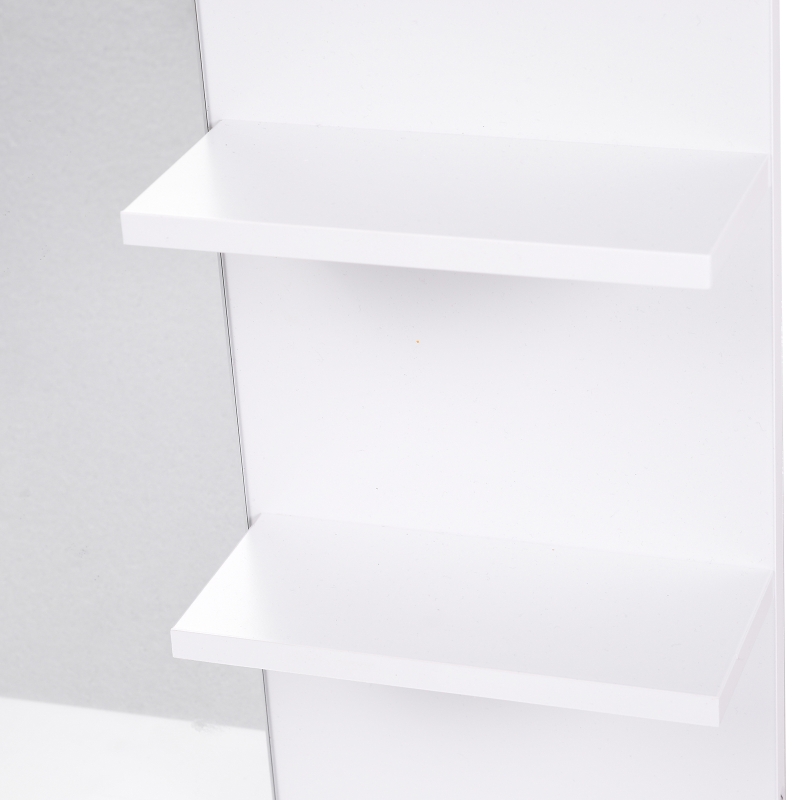 HOMCOM Miroir de Salle de Bain avec étagères - 2 étagères latérales + Grande étagère inférieure - kit Installation fourni - MDF Blanc