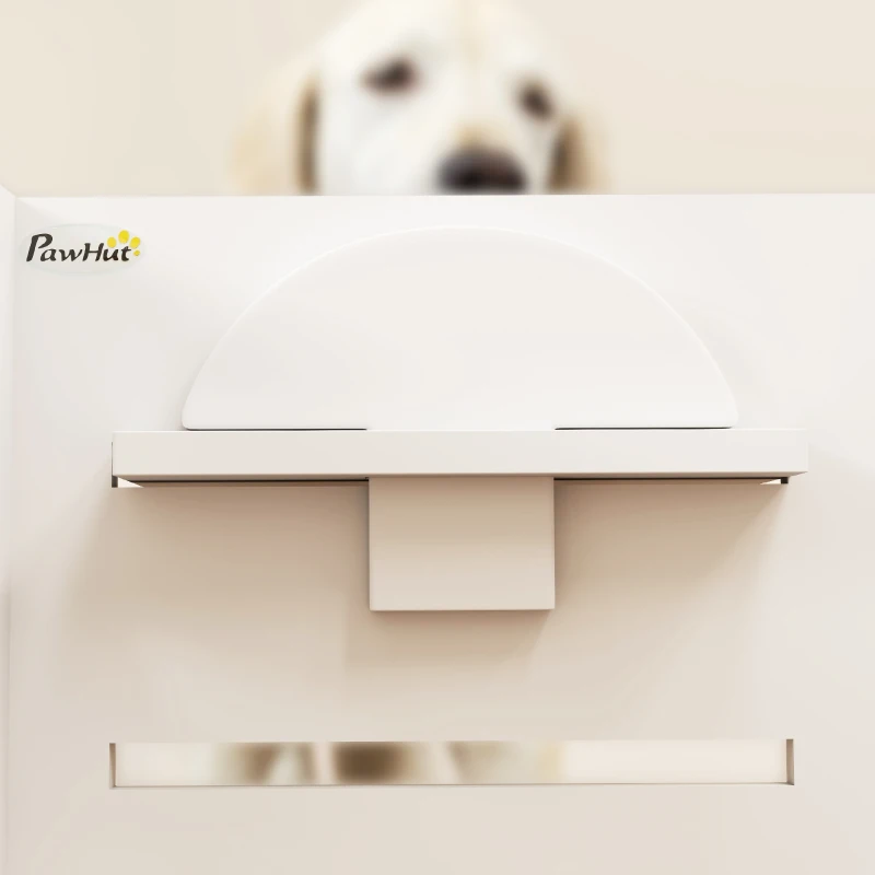 PawHut Comedouro para Cães Elevado com 3 Alturas 2 Tigelas 2x1L e Sistema de Alimentação Lenta 63x58,5x40 cm Branco