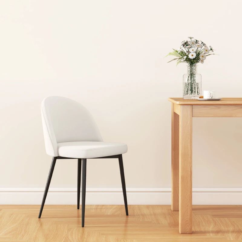 HOMCOM Lot de 2 chaises salle à manger chaise de cuisine scandinave chaise en velours rembourrée avec pieds effilés en métal