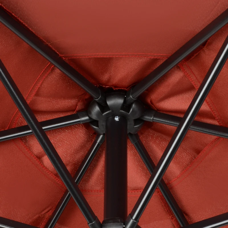 Outsunny 2m Garden Parasol Umbrella, Outdoor Sun Shade with 6 Sturdy Ribs for Balcony, Bench, Garden, Wine Red