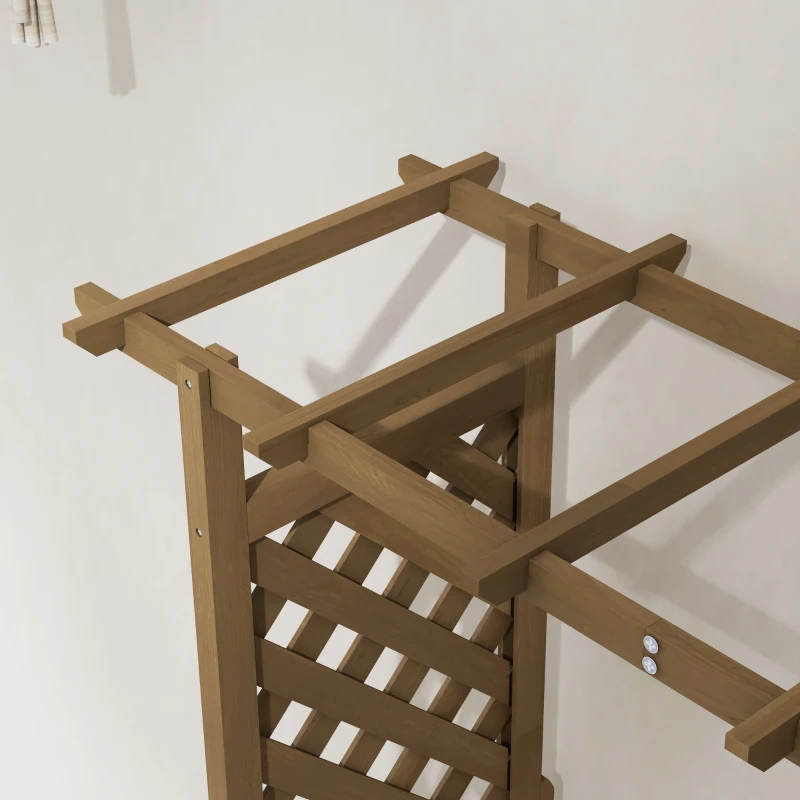 Outsunny Jardinière avec treillis et arche, bac à fleurs avec trou de drainage pour plante grimpante, 112 x 41 x 180 cm, marron
