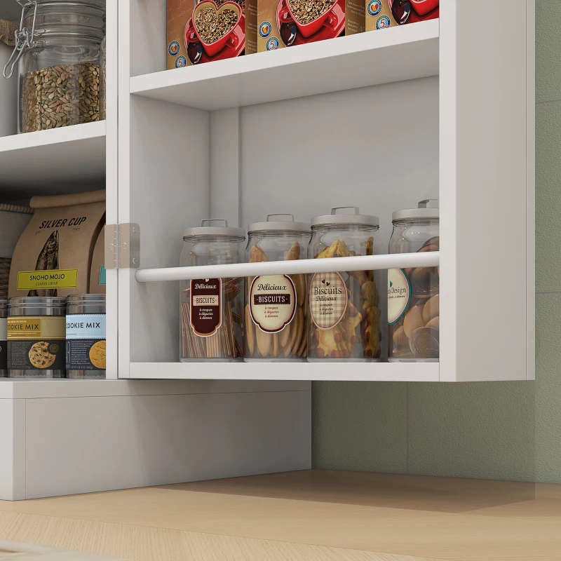 HOMCOM Armoire de cuisine buffet cuisine avec placards, étagère réglable et porte-épices, 60 x 35 x 166 cm, blanc(m-9)