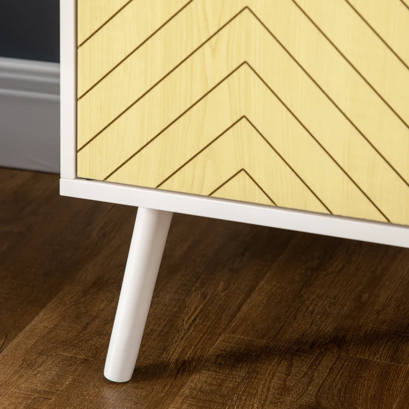 HOMCOM Buffet Meuble de Rangement sur pieds scandinave Placard 2 Portes avec étagère dim. 60L x 40l x 80H cm Blanc Portes Motif Graphique en Bois Clair