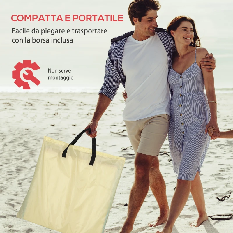 Outsunny Set 2 Sdraio da Spiaggia Pieghevoli con Schienale Regolabile e Poggiatesta, 53x124x35-45 cm, Beige e Azzurro