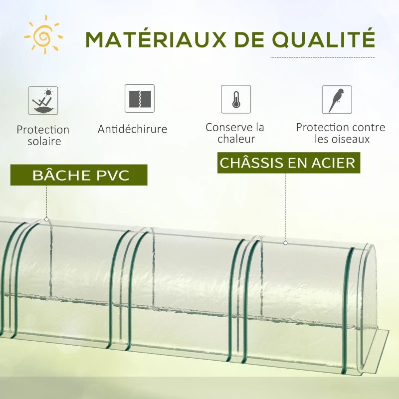 Outsunny Mini Serre de Jardin Serre à tomates 3L x 1l x 0,8H m Acier PVC 140 g/m² Anti-UV 3 fenêtres Vert et Transparent