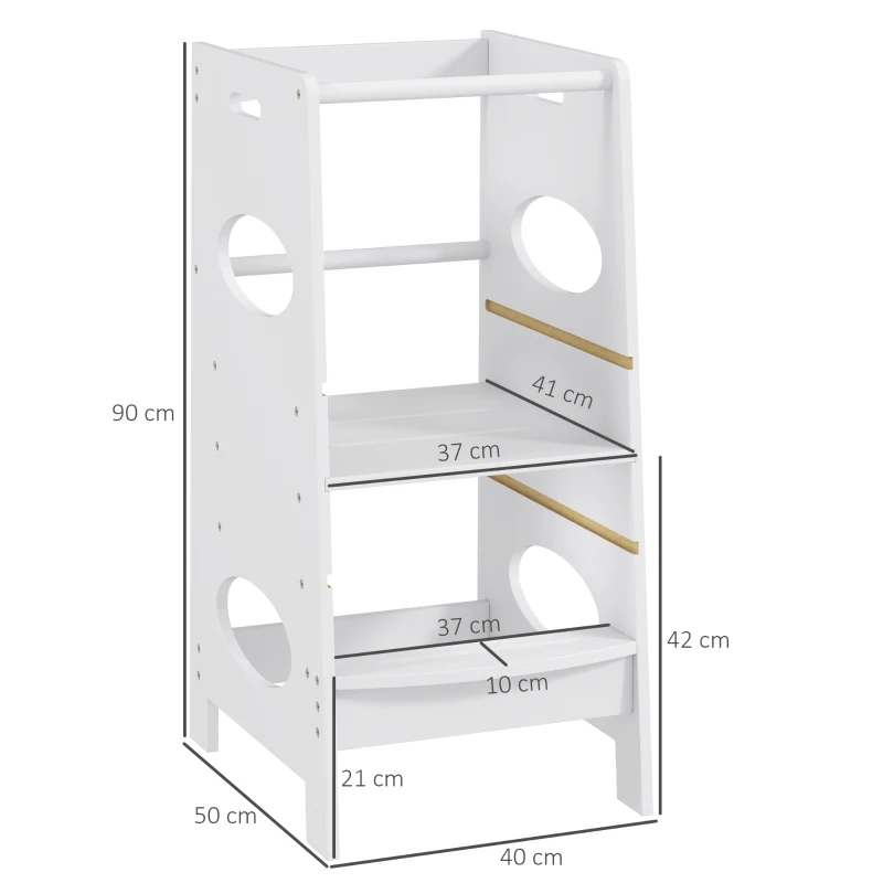 HOMCOM Torre Montessoriana per Bambini 3-6 Anni con Altezza Regolabile in MDF, 40x50x90cm, Grigio
