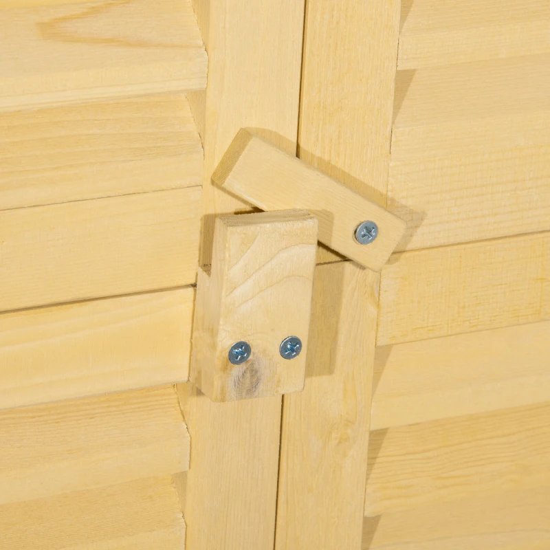 Outsunny Gartenschrank Holz Geräteschuppen Gerätehaus mit Asphaltdach Lamellentür Geräteschrank Schuppen Garten 4 Fächer Naturholz 87 x 46,5 x 160 cm