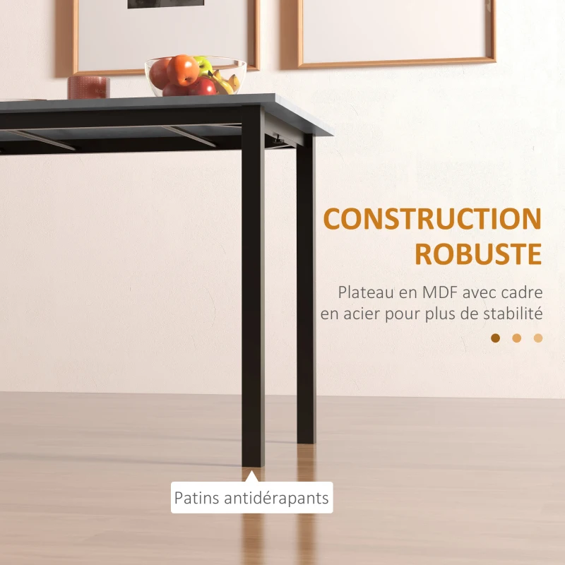 HOMCOM Table à manger extensible table de cuisine design moderne avec grand plateau 6 personnes cadre en acier gris foncé