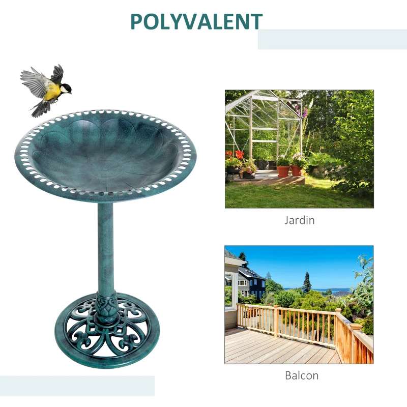 Outsunny Bain d'oiseaux plateau de diamètre 50cm abreuvoir oiseaux extérieur sur pied hauteur 69,5 cm érugineux