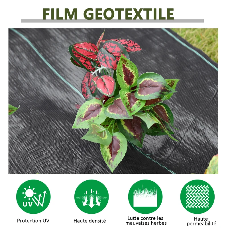 Outsunny Toiles de paillage - toile de paillage anti mauvaises herbes 130 g/m² indéchirable perméable à l'eau anti UV 92L x 1l m