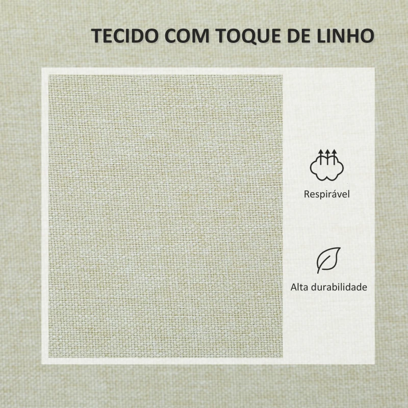 HOMCOM Sofá 2 Lugares Estofado em Linho Sintético Sofá Sala de Estar com 2 Almofadas Espaço de Armazenamento 135x72x84 cm Bege