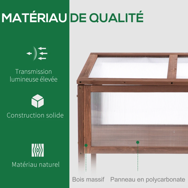 Outsunny Mini Serre sur Pieds dim. 90L x 50l x 93H cm Toit ouvrable Panneaux de Polycarbonate Bois Sapin traité