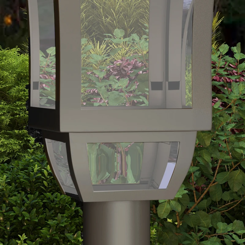 Outsunny Candeeiro Solar de Jardim Candeeiro com Painel Solar Liga e Desliga Automaticamente para Exterior Pátio 15x15x127 cm Preto