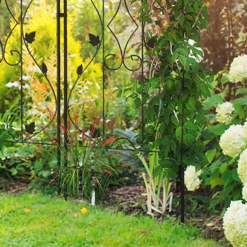 Outsunny Metal Trellis Set of 2, Garden Trellis for Climbing Plants Support Frames, Leaf Design