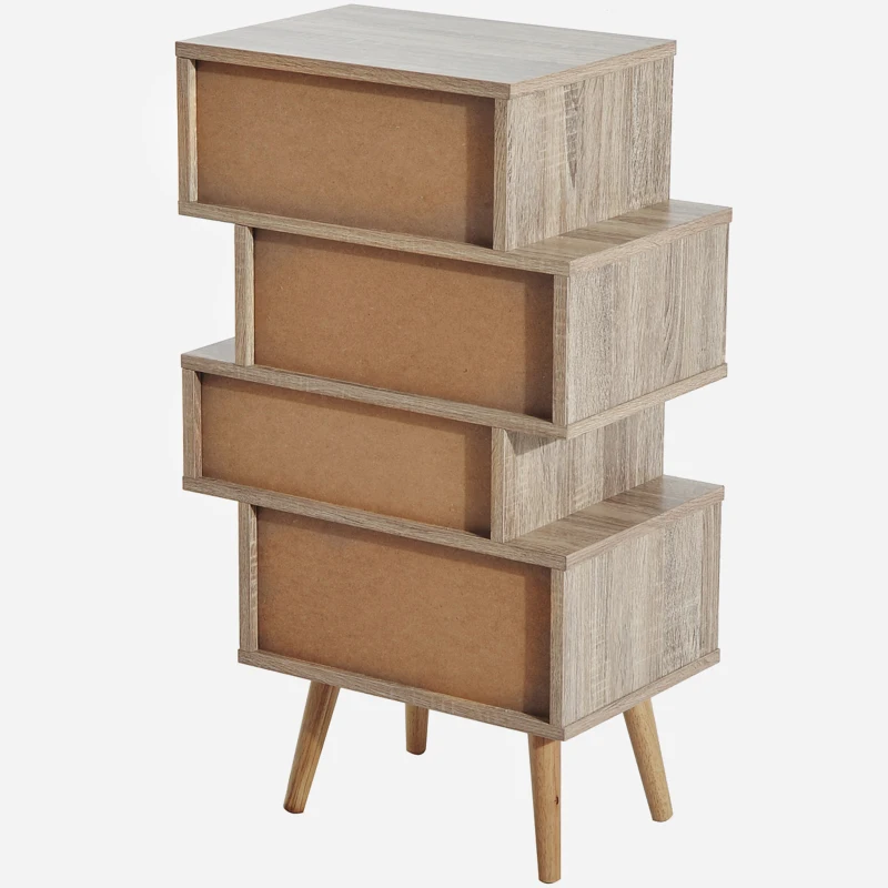 HOMCOM Meuble Commode chiffonnier Style scandinave 4 tiroirs coulissants 47 x 30 x 81 cm Coloris Blanc Bois de chêne