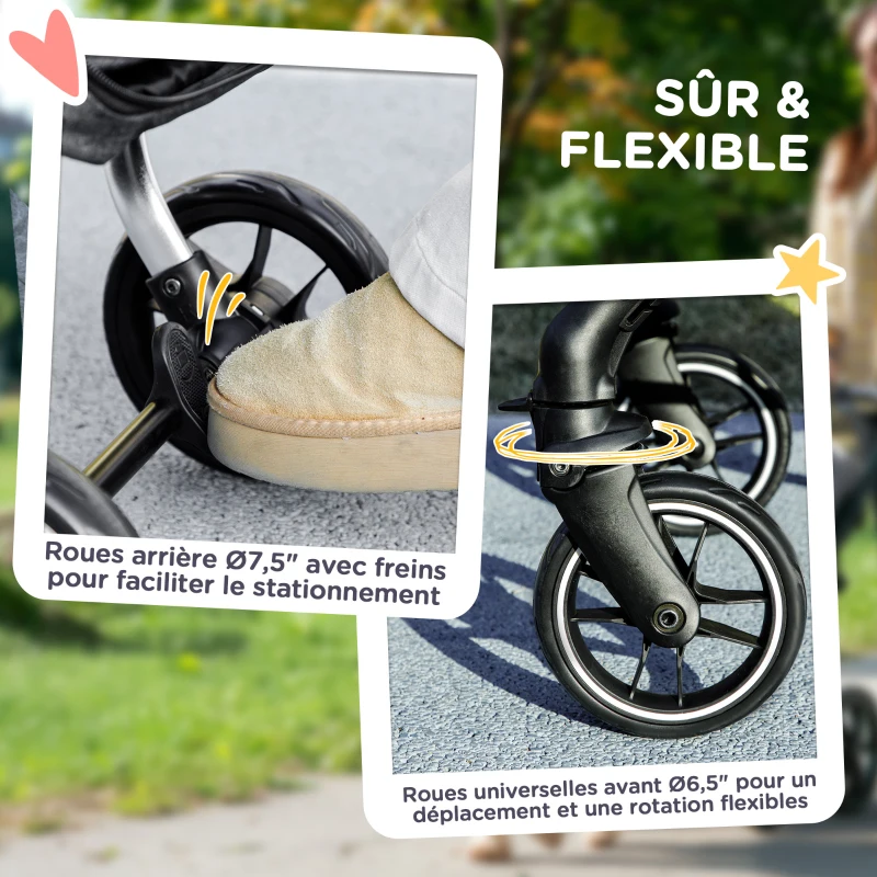 PawHut Poussette pour chien 4 roues légère et pliable, coussin lavable, laisse de sécurité, fenêtre à mailles multiples, gris