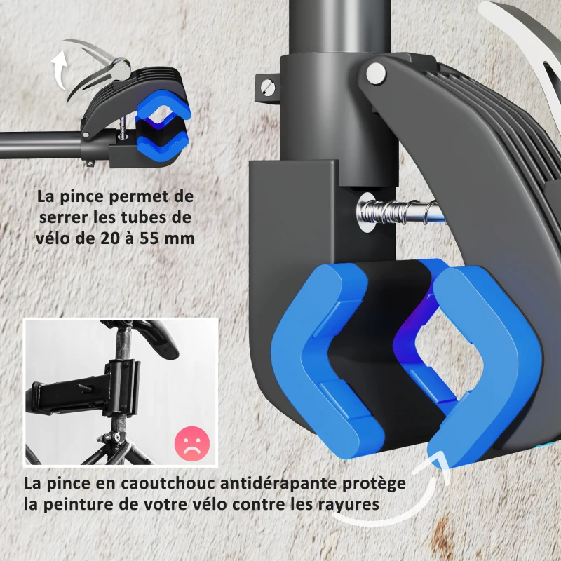 HOMCOM Support de réparation de vélo, réglable en hauteur, charge max. 25kg, montage entretien reparation VTT, vélo de route