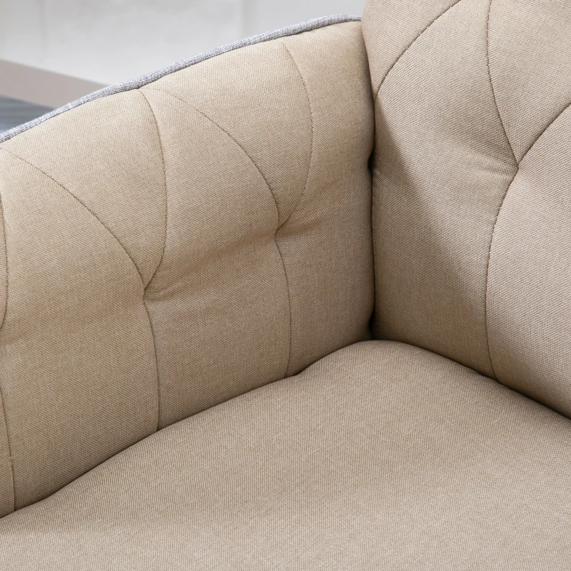 HOMCOM Fauteuil de bureau chaise de bureau hauteur réglable roulettes pivotant 360° tissu chanvre 69L x 66l x 89,5-97H cm beige