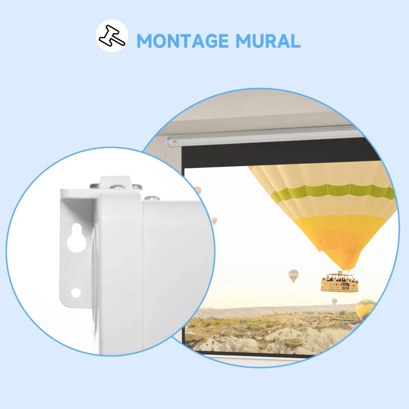 HOMCOM Écran de projection motorisé 120 pouces, 16:9 4K HD, fixation mural ou plafond avec télécommande, 293,5L x 8l x 176H cm