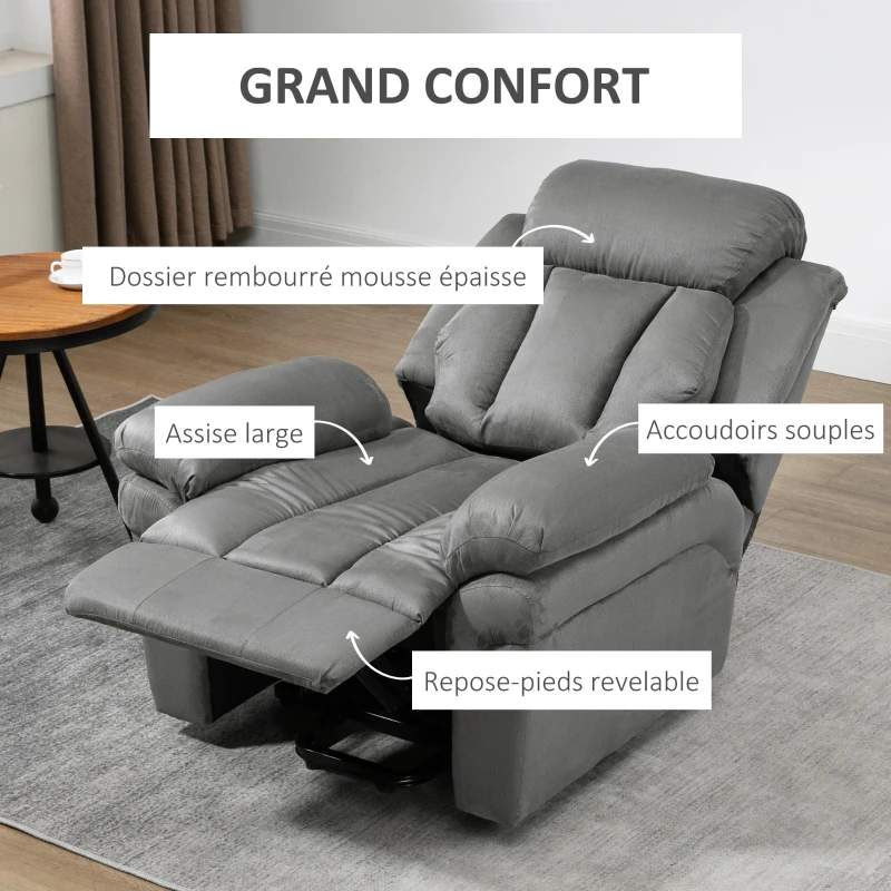 HOMCOM Fauteuil de Relaxation électrique Fauteuil releveur inclinable avec Repose-Pied Ajustable gris