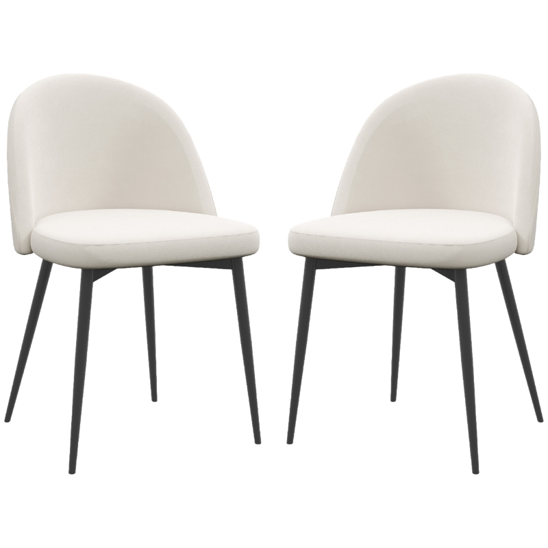 HOMCOM Lot de 2 chaises salle à manger chaise de cuisine scandinave chaise en velours rembourrée avec pieds effilés en métal