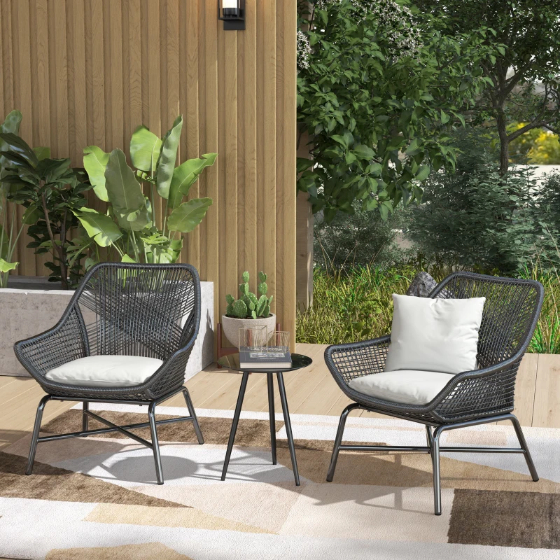 Outsunny Petite table basse ronde, table d'appoint, plateau en verre trempé, pieds effilés, cadre en acier, Ø 40 x 50 cm, noir