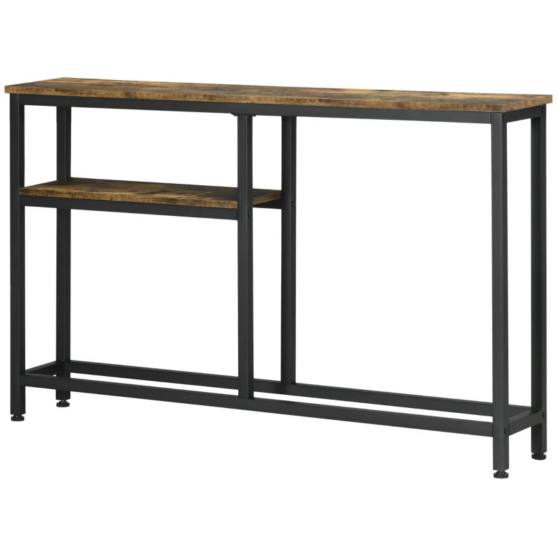 HOMCOM Table console table d'entrée bout de canapé style industriel avec étagère inférieure - métal 20 x 23 x 75 cm