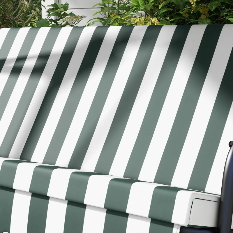 Outsunny Balancelle de jardin 3 places toit inclinaison réglable coussins assise et dossier acier noir polyester vert