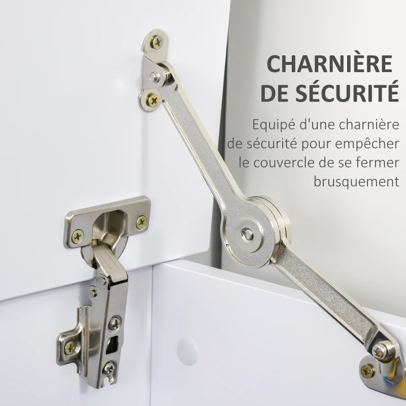 HOMCOM Coffre de rangement, banc de rangement avec couvercle rabattable et charnières de sécurité, banc chaussures, meuble d'entrée, couloir, chambre, salon, 100 x 40 x 40 cm, blanc