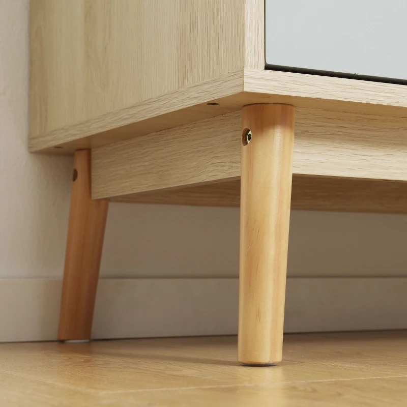 HOMCOM Aparador Auxiliar Móvel de Armazenamento com 2 Armários Fechados e 2 Gavetas Pés Elevados de Madeira de Pinho para Cozinha Dormitório Entrada 100x40x79,5cm Branco Cinza Madeira