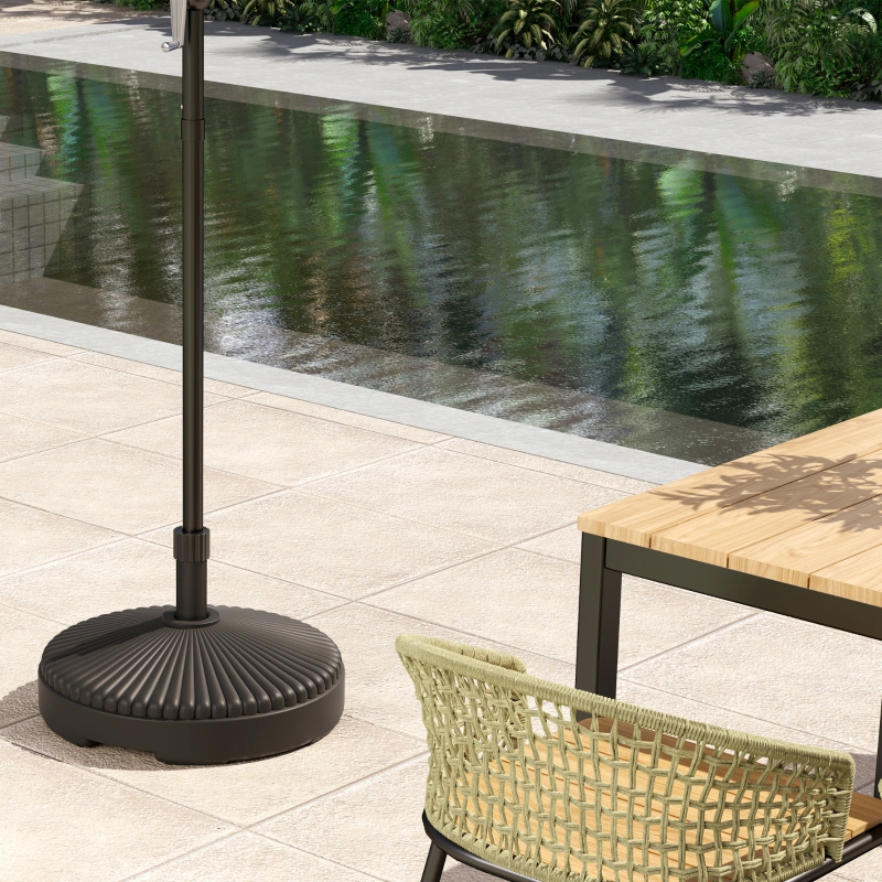 Outsunny Pied de parasol rond support parasol en HDPE remplissage eau sable pour terrasse piscine patio Ø 55 x 30 cm noir