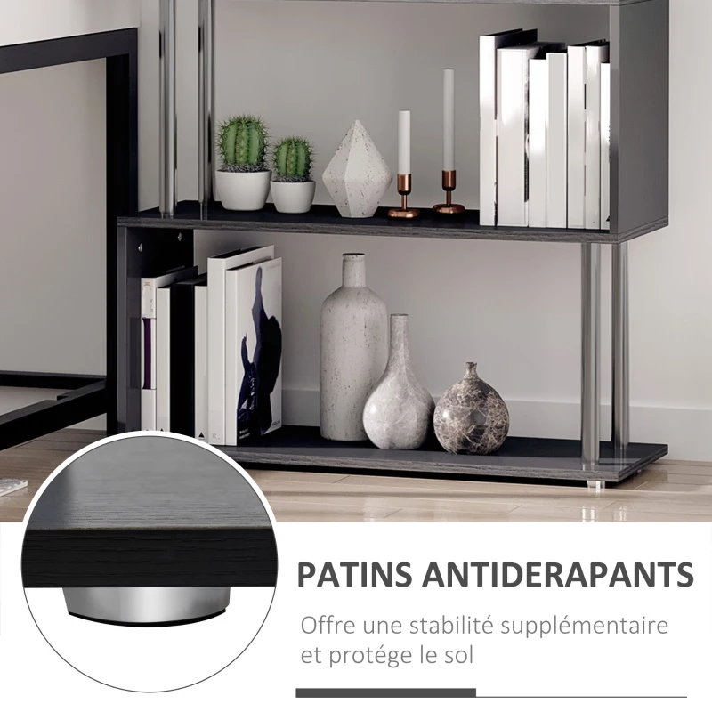 HOMCOM Bibliothèque étagère Design Contemporain en S 4 Niveaux 80L x 30l x 145H cm Coloris Noir