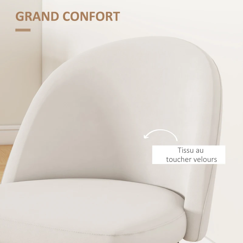 HOMCOM Lot de 2 chaises salle à manger chaise de cuisine scandinave chaise en velours rembourrée avec pieds effilés en métal