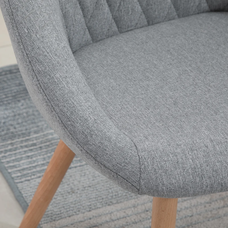 HOMCOM Lot de 2 Chaises de Salle à Manger Design scandinave - Pieds effilés Bois hêtre - Assise Dossier accoudoirs ergonomiques Lin Gris