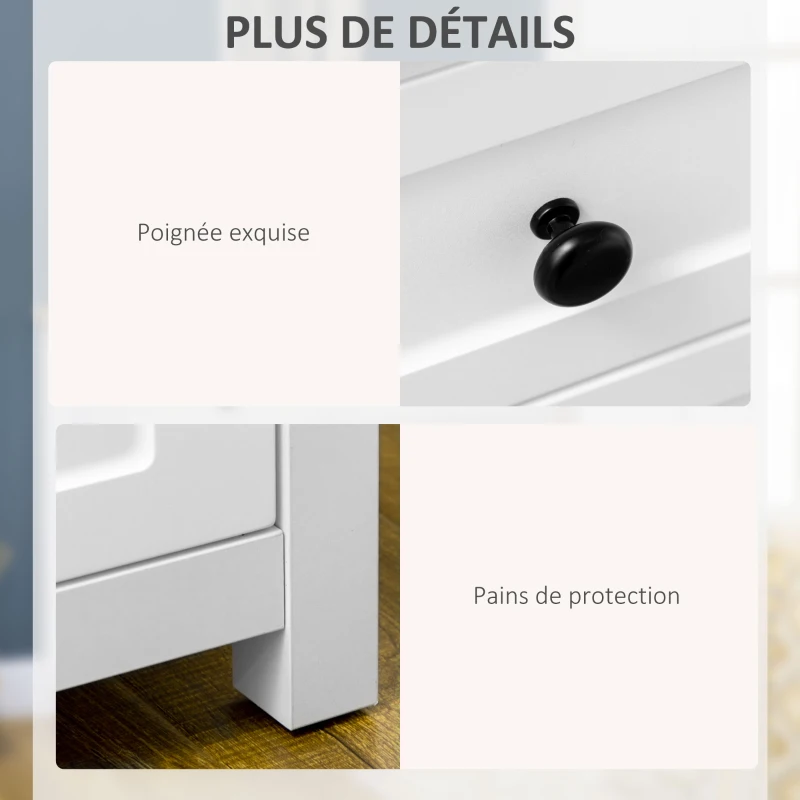 HOMCOM Commode meuble de rangement 2 portes avec étagère réglable en hauteur 2 tiroirs 100 x 40 x 85 cm blanc et aspect bois