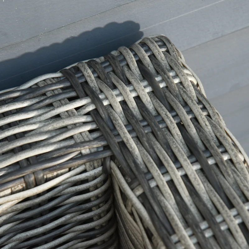 Outsunny Five Piece Rattan Armchair, Stool and Table Set - Mixed Grey