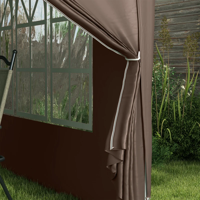 Outsunny Pavilion Pliabil cu 2 Uși, 2 Ferestre, 4 Panouri Laterale și Geantă de Transport, 2.95x2.95x2.58 m, Cafeniu
