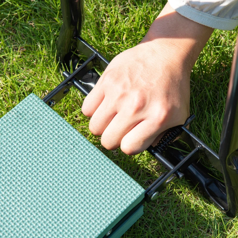 Outsunny Tabouret de Jardin Pliable agenouilloir de Jardin siège Jardinage avec Coussin Acier EVA Noir Vert