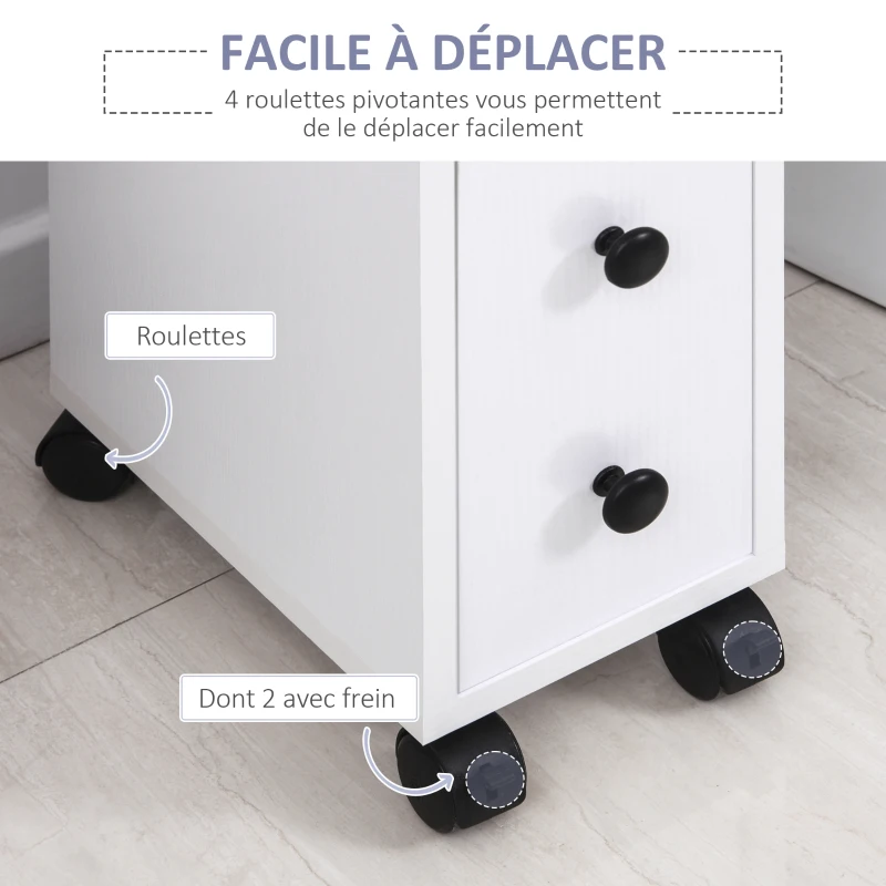 kleankin Support Papier Toilette - Porte-Papier Toilette - Armoire pour Papier Toilette - 3 Niveaux + Sortie Papier Panneaux Aspect blanc