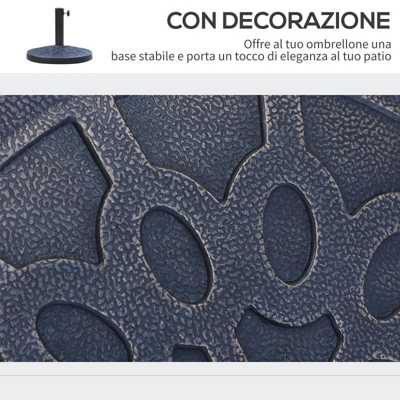 Outsunny Base per Ombrellone Rotondo per Pali da Ø38 e Ø48 mm, in Resina e Acciaio, Ø45 cm, Bronzo