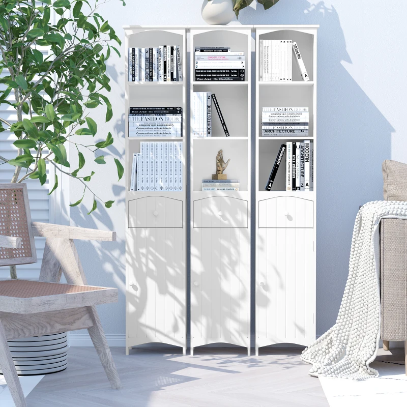 HOMCOM Meuble Colonne de Salle de Bain Meuble colonne rangement WC avec étagère et tiroir, placard 34L x 24l x 170H cm Blanc